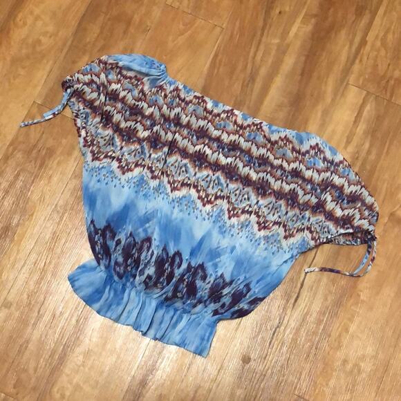 Guess Los Angeles Sheer Intricate Pattern Multicolor Blouse Size Small - Picture 2 of 12